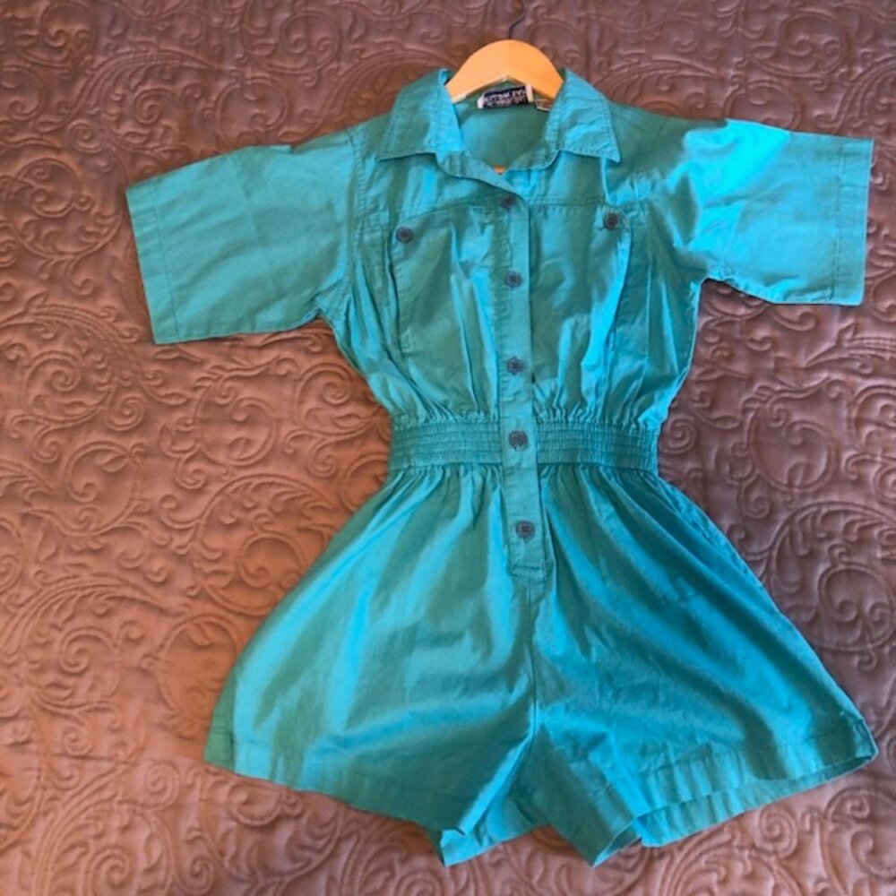Willow Bay aqua blue romper,  size S, 100% cotton